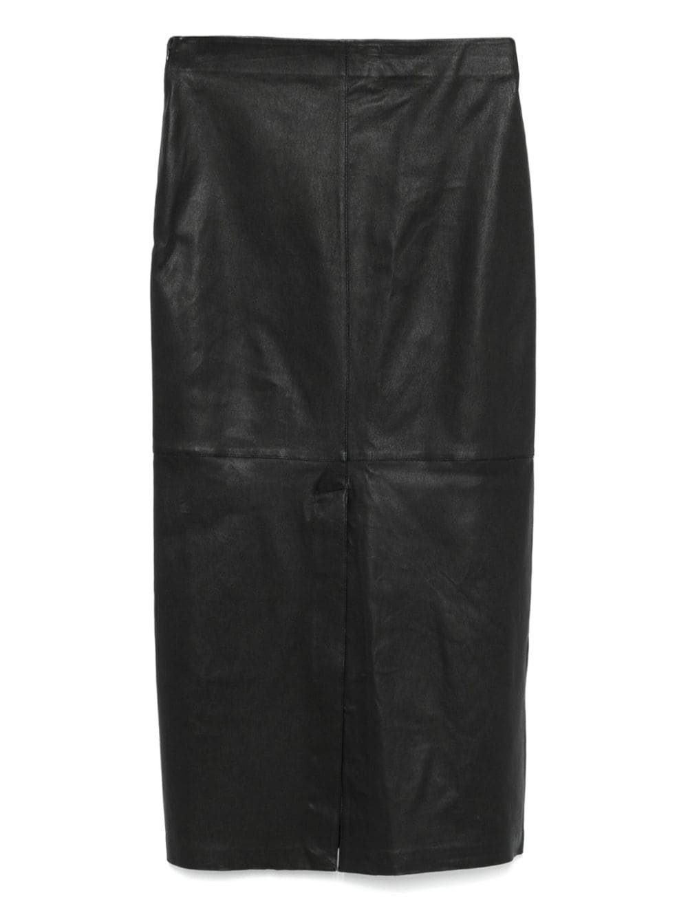 Alysi Black Leather Skirt with Side Zip and Slit image 1