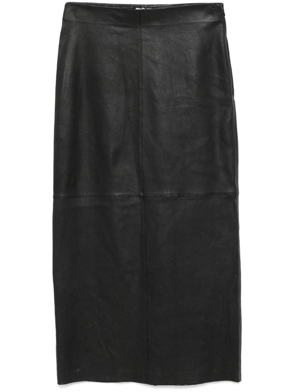 Alysi Black Leather Skirt with Side Zip and Slit image 0