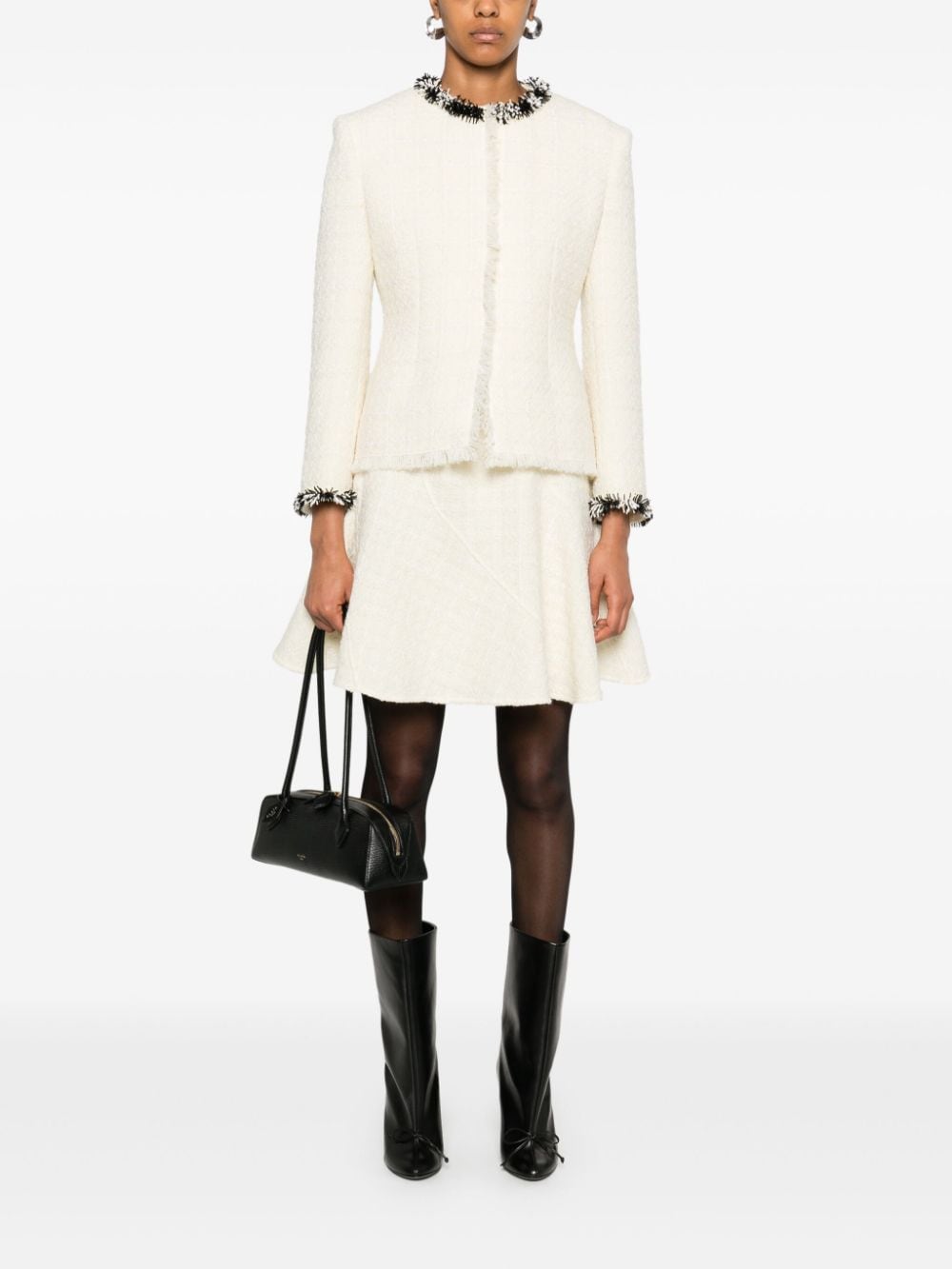 Givenchy Beige Wool Blend Tweed Panelled Skirt image 4