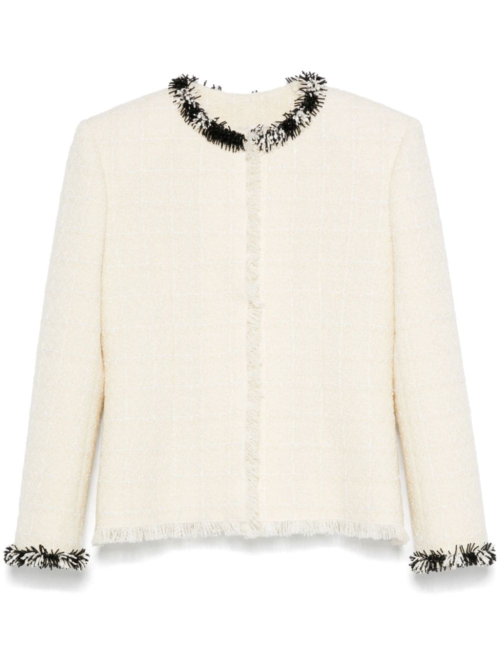 Givenchy Beige Tweed Jacket with Bead Embellishment image 0