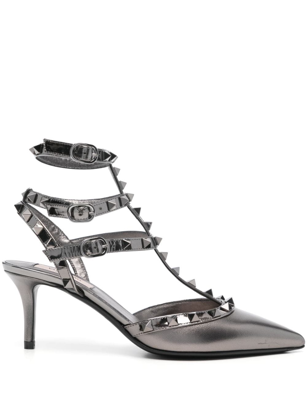 Valentino Garavani Rockstud Cage Ankle Strap Heels - Grey image 0