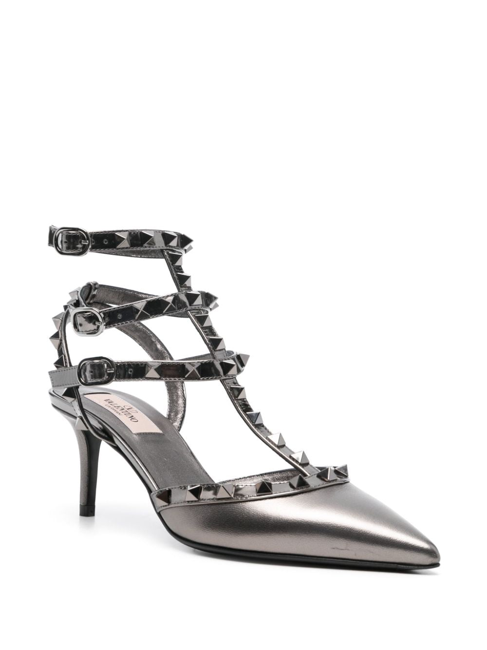 Valentino Garavani Rockstud Cage Ankle Strap Heels - Grey image 2