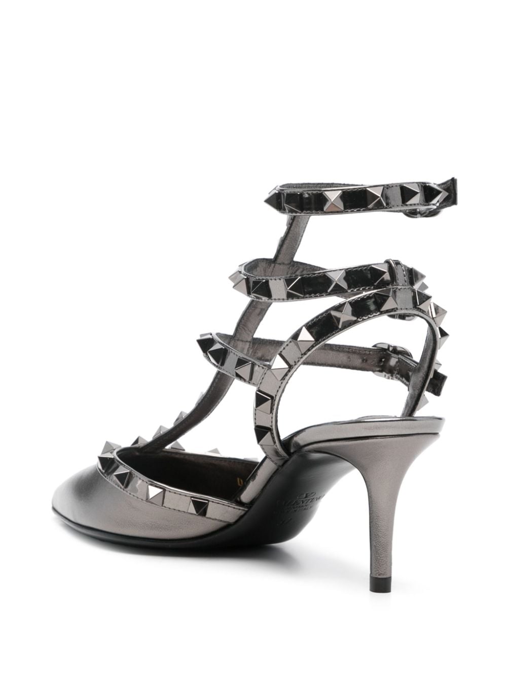 Valentino Garavani Rockstud Cage Ankle Strap Heels - Grey image 3