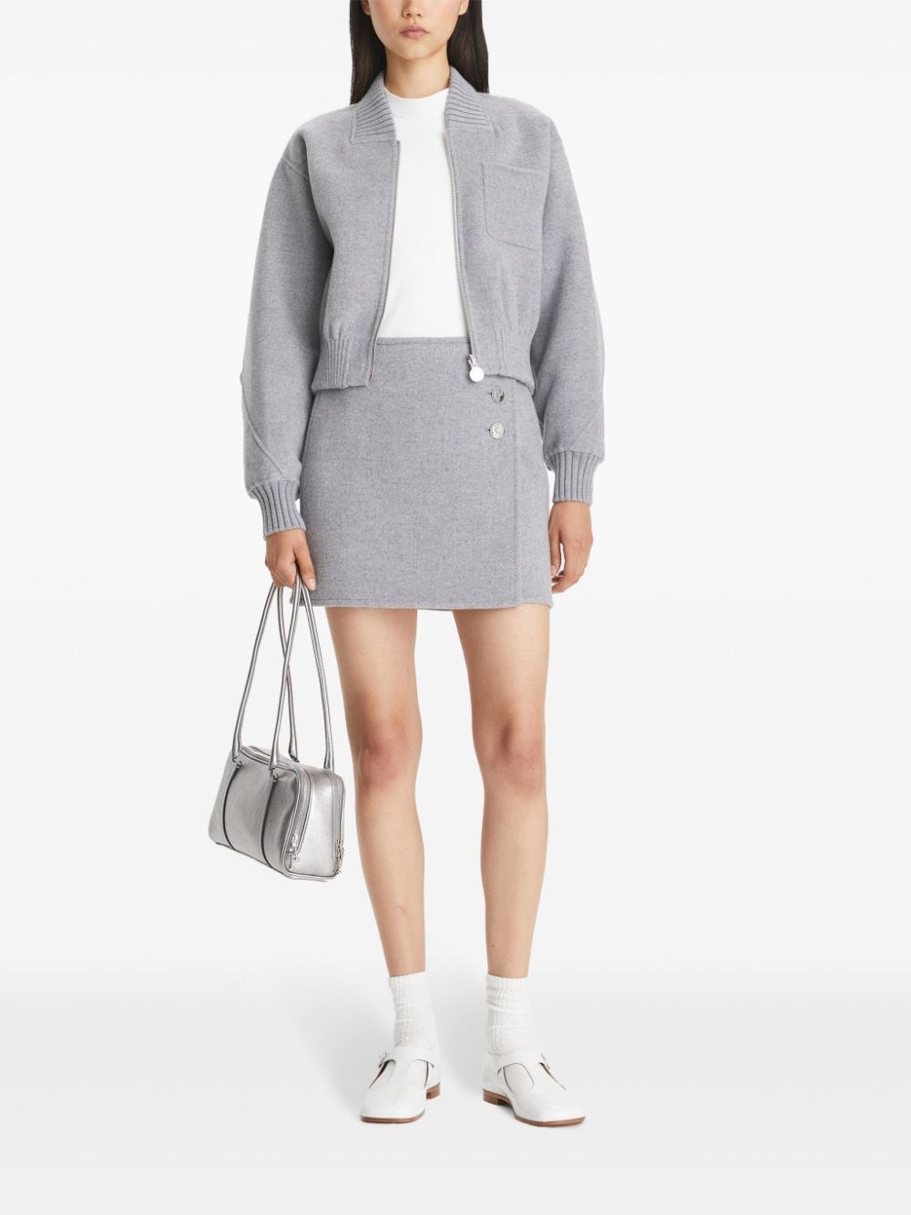 Tory Burch Grey Wool Mélange Wrap Skirt image 2