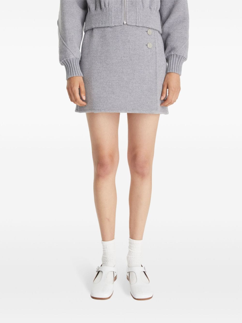 Tory Burch Grey Wool Mélange Wrap Skirt image 3