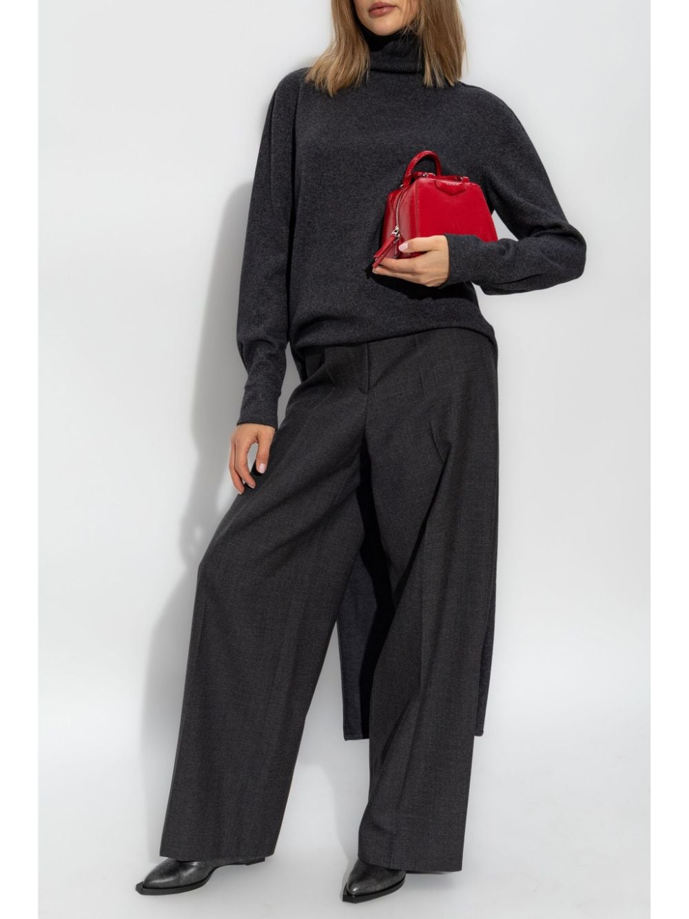 Givenchy Grey Virgin Wool Wide Leg Trousers image 3