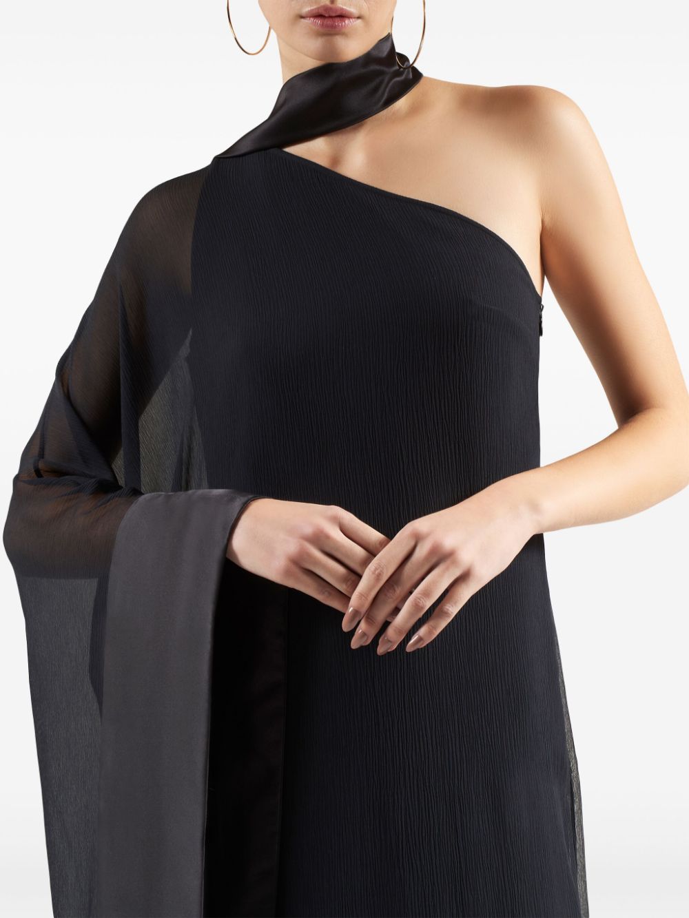 TALLER MARMO MAIN Asymmetrical One-Shoulder Black Dress image 1