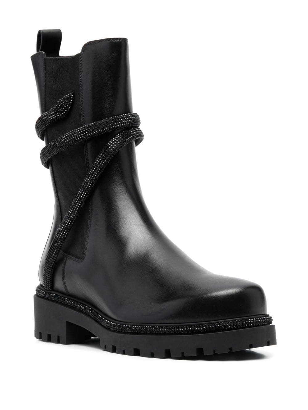 RENE' CAOVILLA Black Leather Wrap Boots image 3