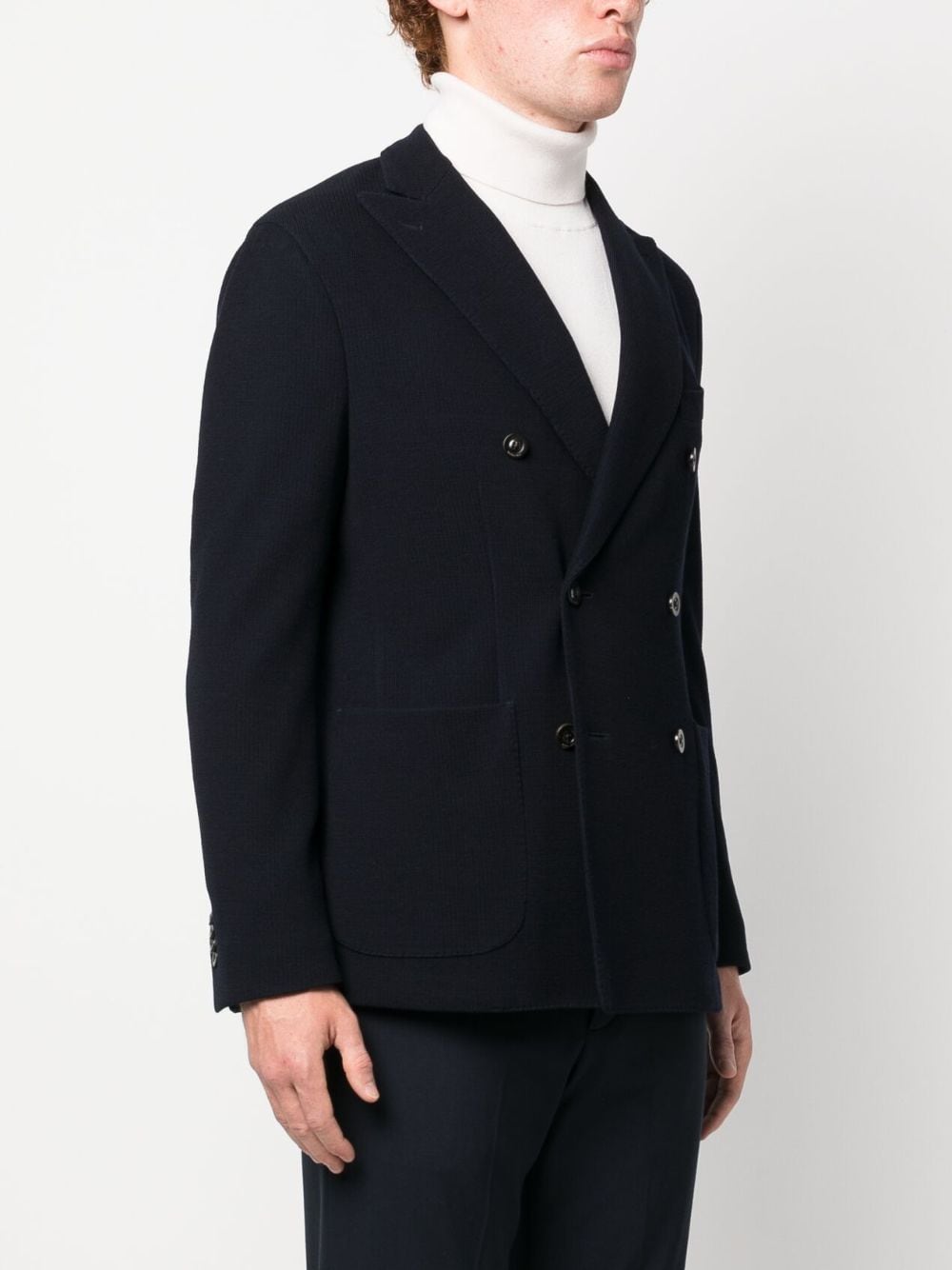 Boglioli Midnight Blue Virgin Wool Blend Double-Breasted Jacket image 2