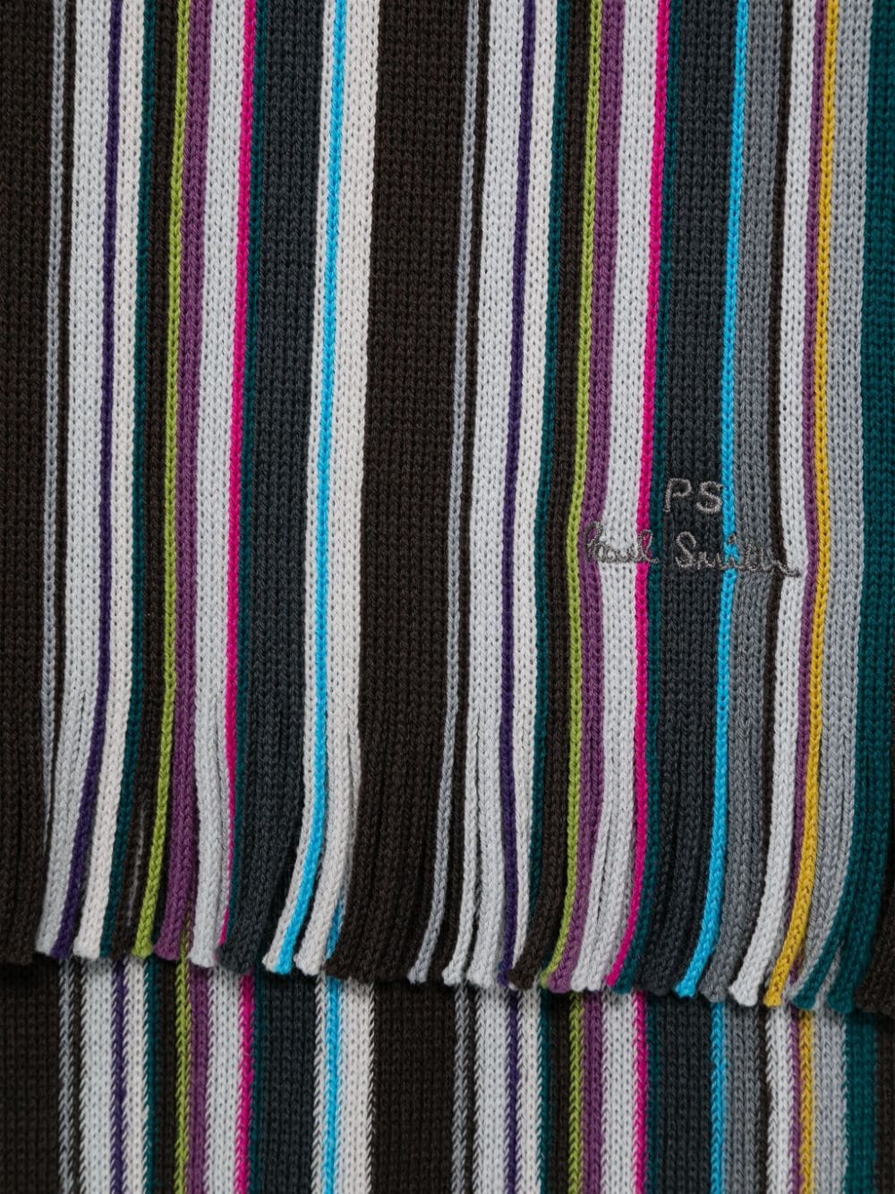 Paul Smith Men's Grey & Multi Stripe Merino Wool Scarf image 1