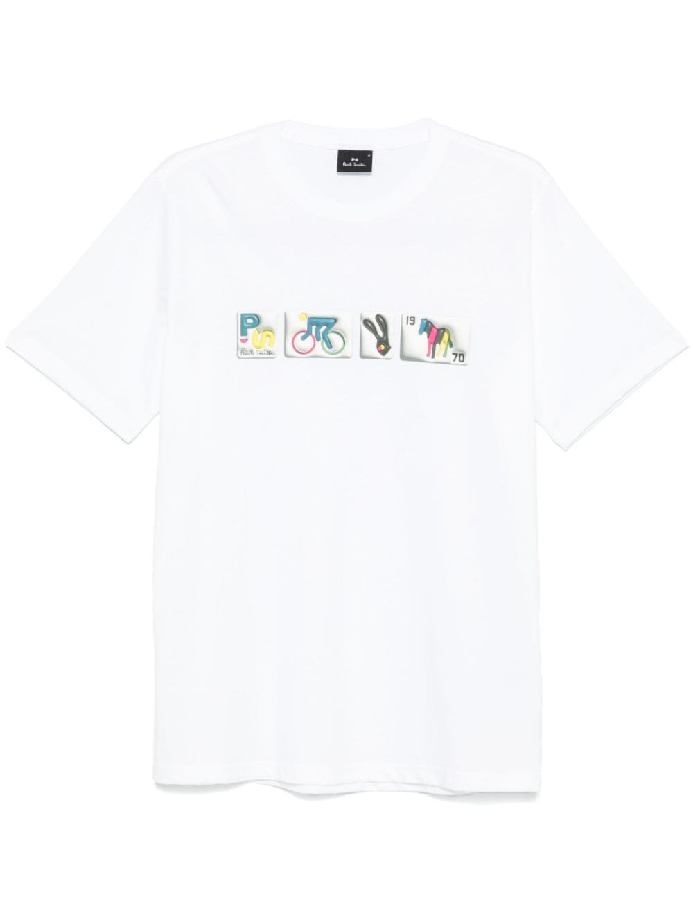 Paul Smith Men's White Organic Cotton T-Shirt with Badges Print image 0