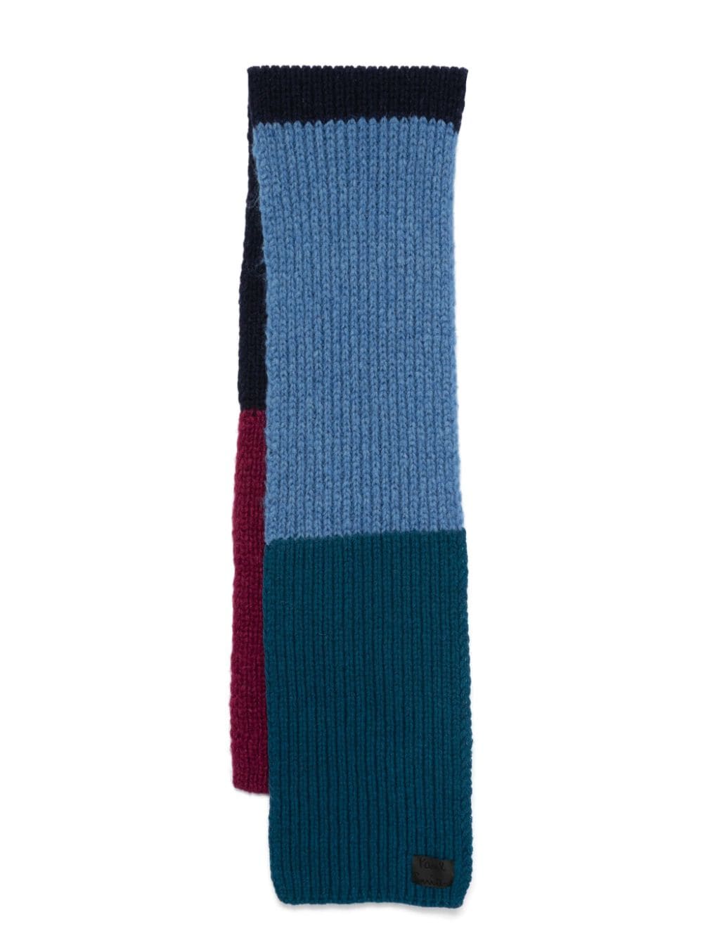 Paul Smith Blue Lambswool Blend Patchwork Scarf image 0