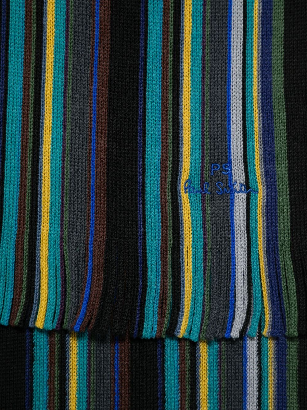 Paul Smith Black Merino Wool Stripe Scarf image 1