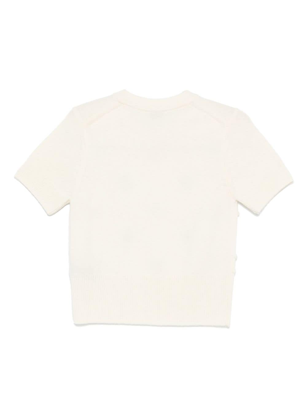 Paul Smith White Floral Embroidered Ribbed Knit Top image 1