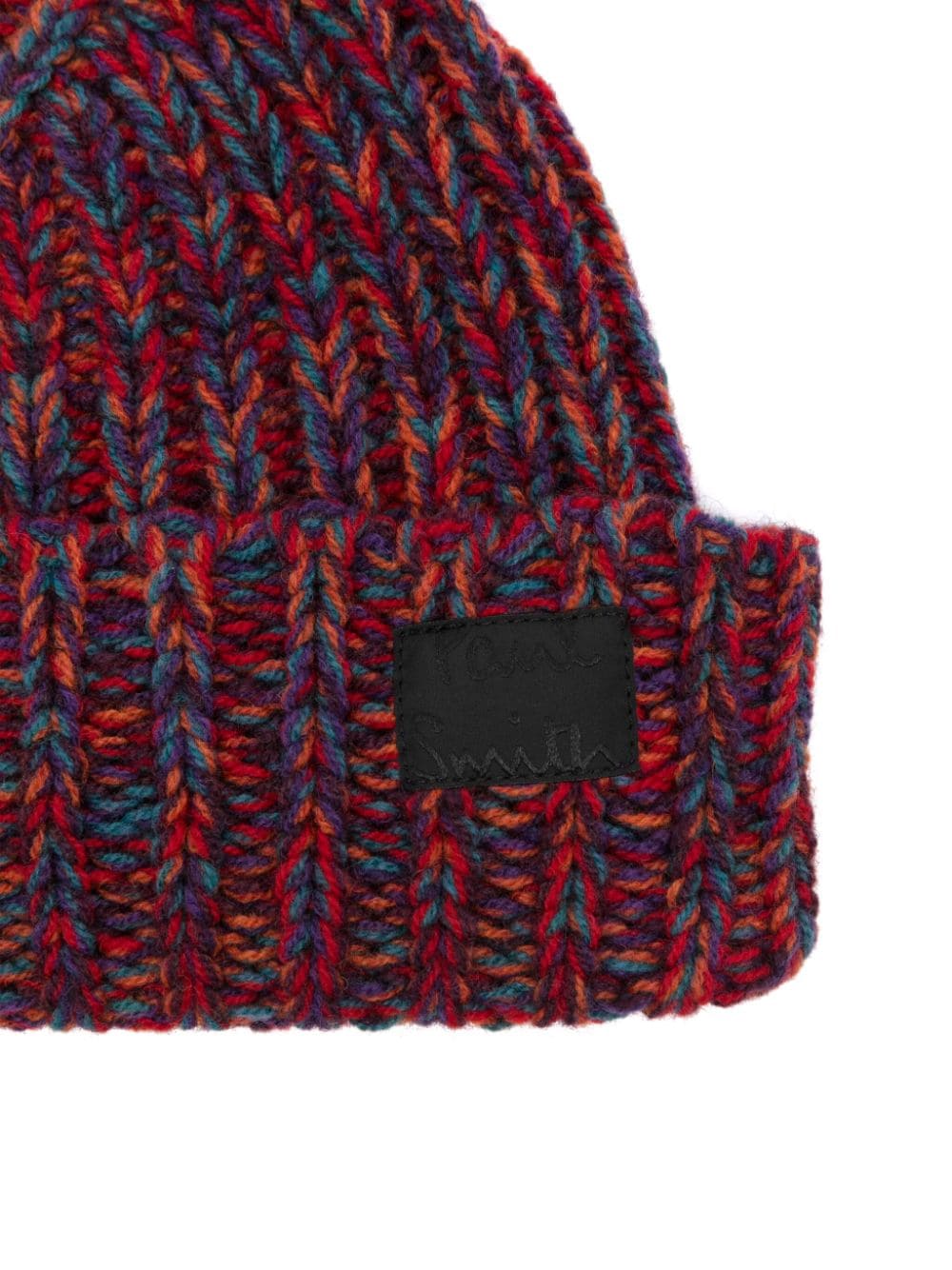 Paul Smith Men's Red Chunky Ribbed Lambswool Beanie image 1