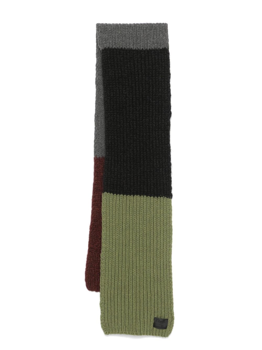 Paul Smith Men's Black and Multicolor Chunky Ribbed Wool Scarf image 0