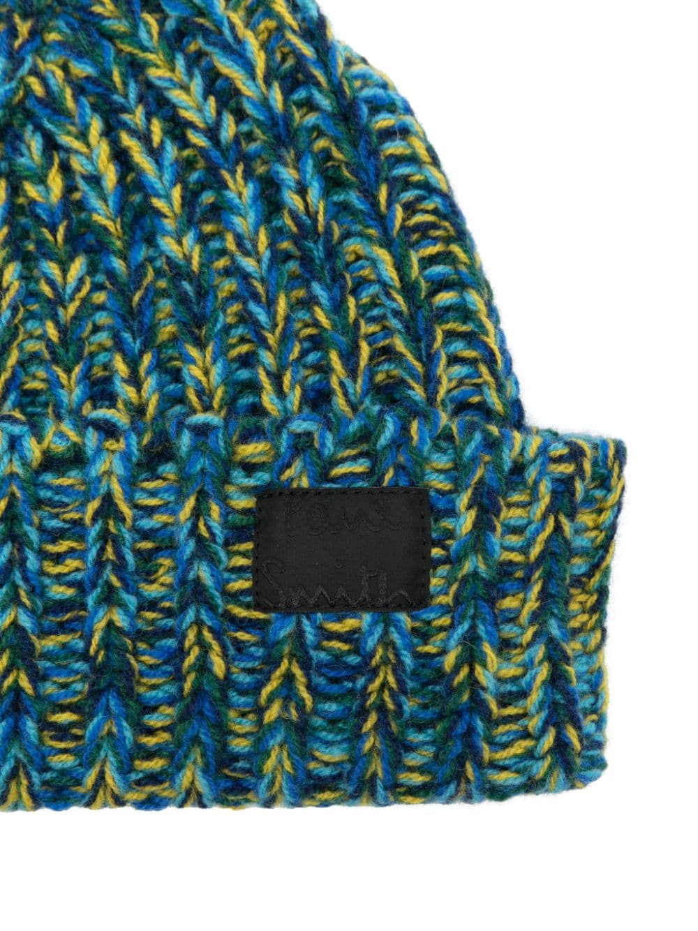 Paul Smith Blue Lambswool Knit Hat with Logo Patch image 1