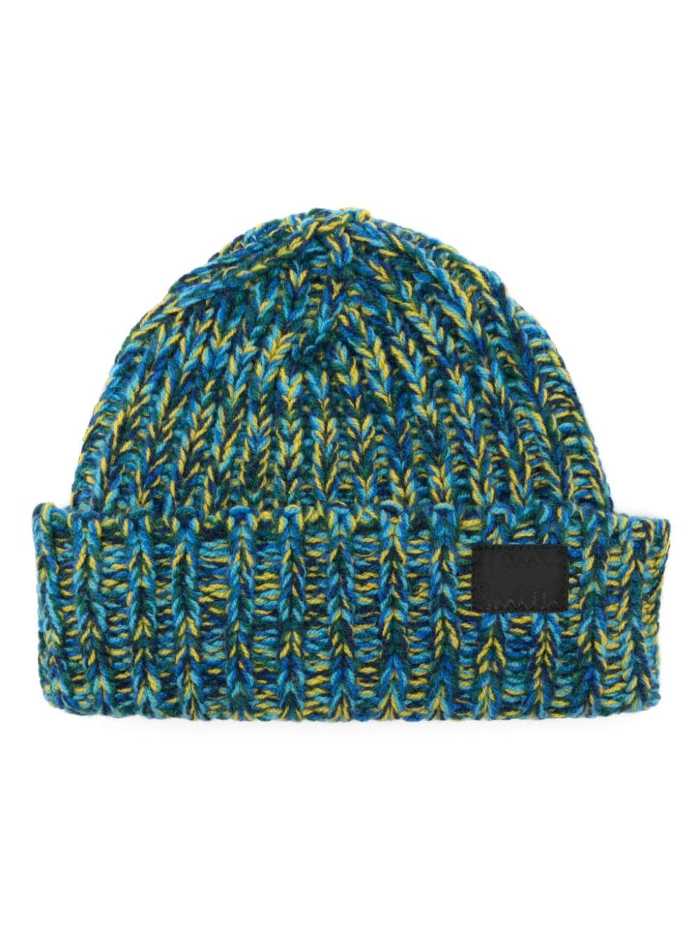 Paul Smith Blue Lambswool Knit Hat with Logo Patch image 0