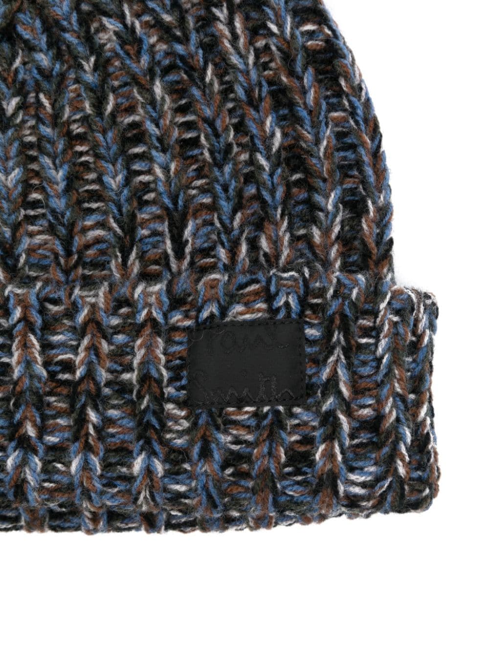 Paul Smith Men's Grey Chunky Ribbed Lambswool Beanie image 1