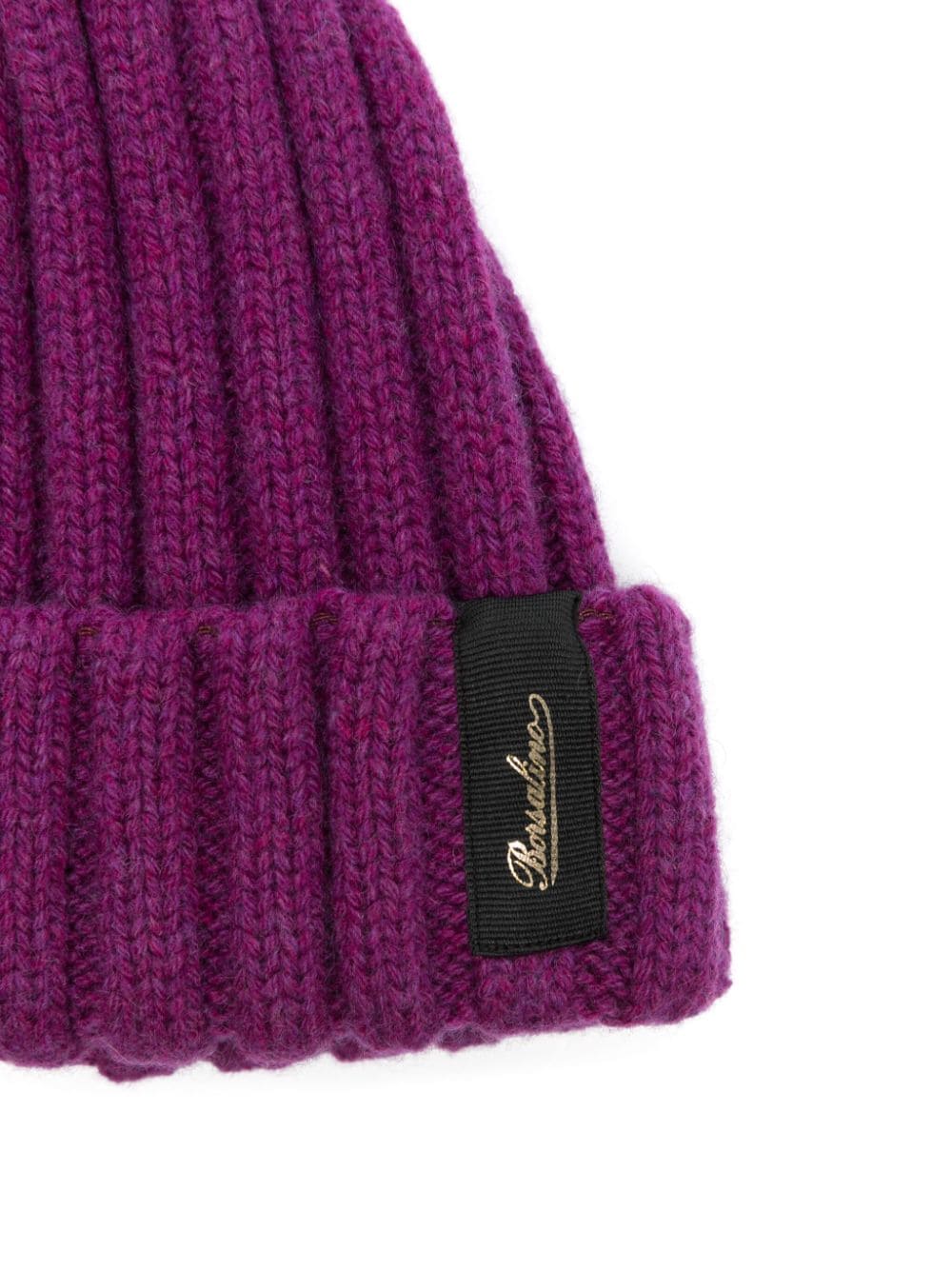 Borsalino Purple Cashmere Ribbed Knit Hat image 1