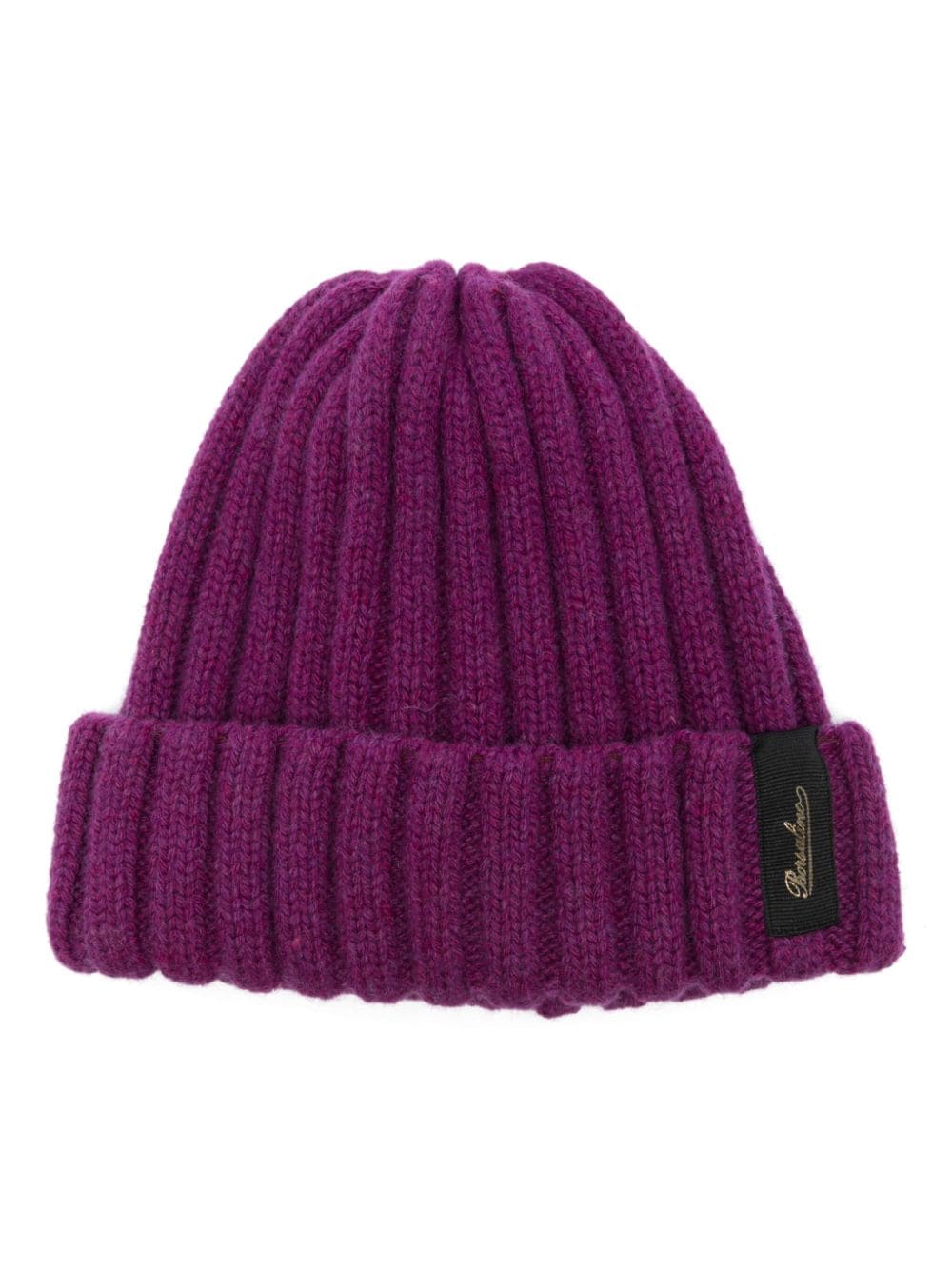 Borsalino Purple Cashmere Ribbed Knit Hat image 0