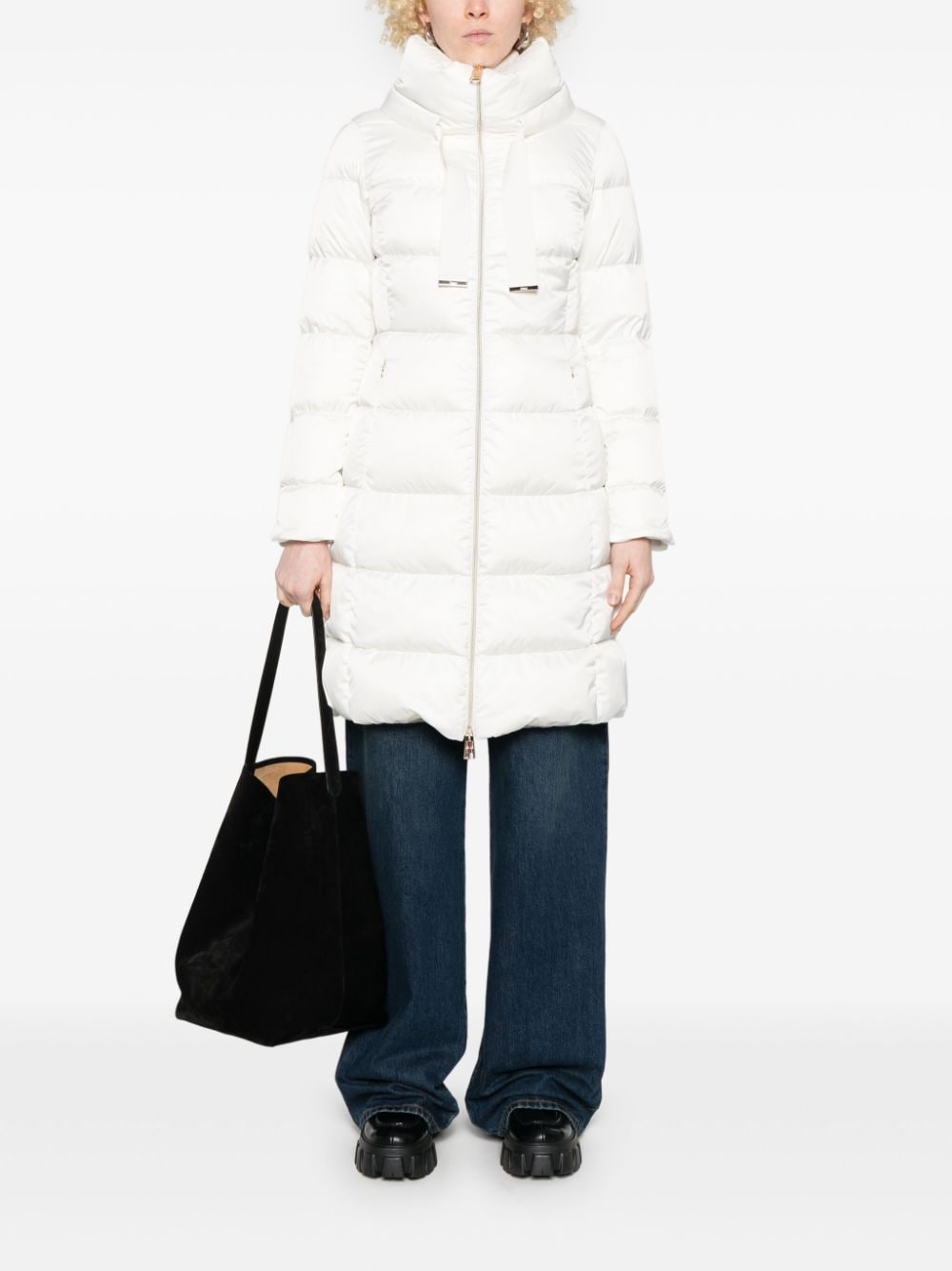 Herno White Quilted Down Blend Coat image 4