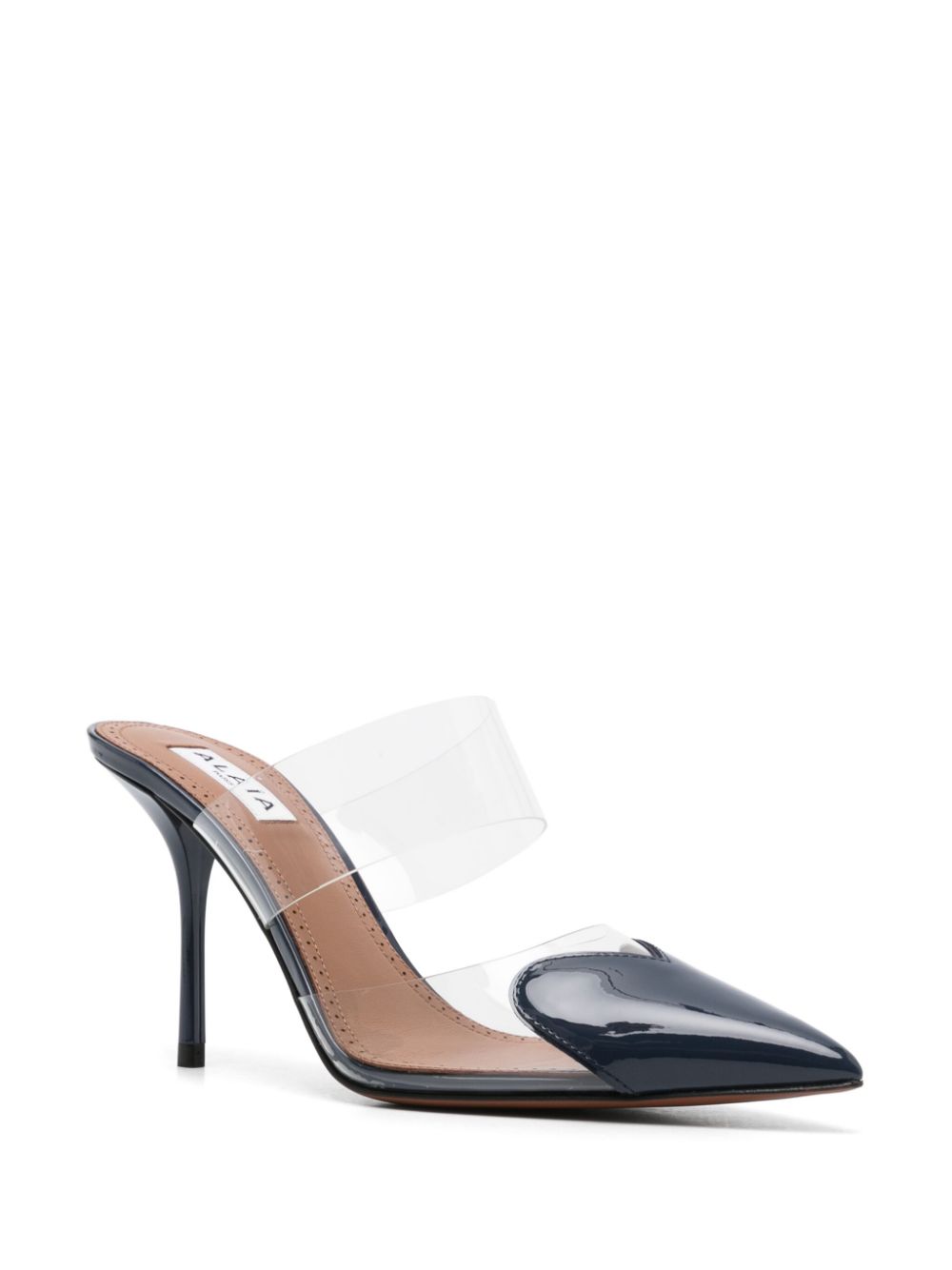 Alaia Blue Patent Leather Panelled Sandals with Heart Detail image 3