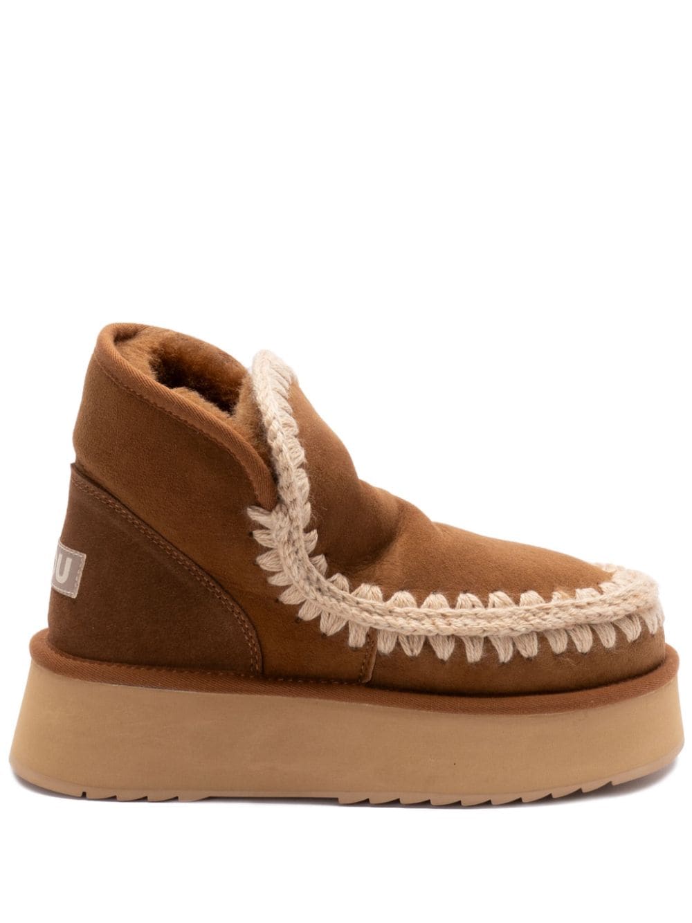 SLEEKEO Mou Boots Leather Brown Suede Slip-On Platform image 0