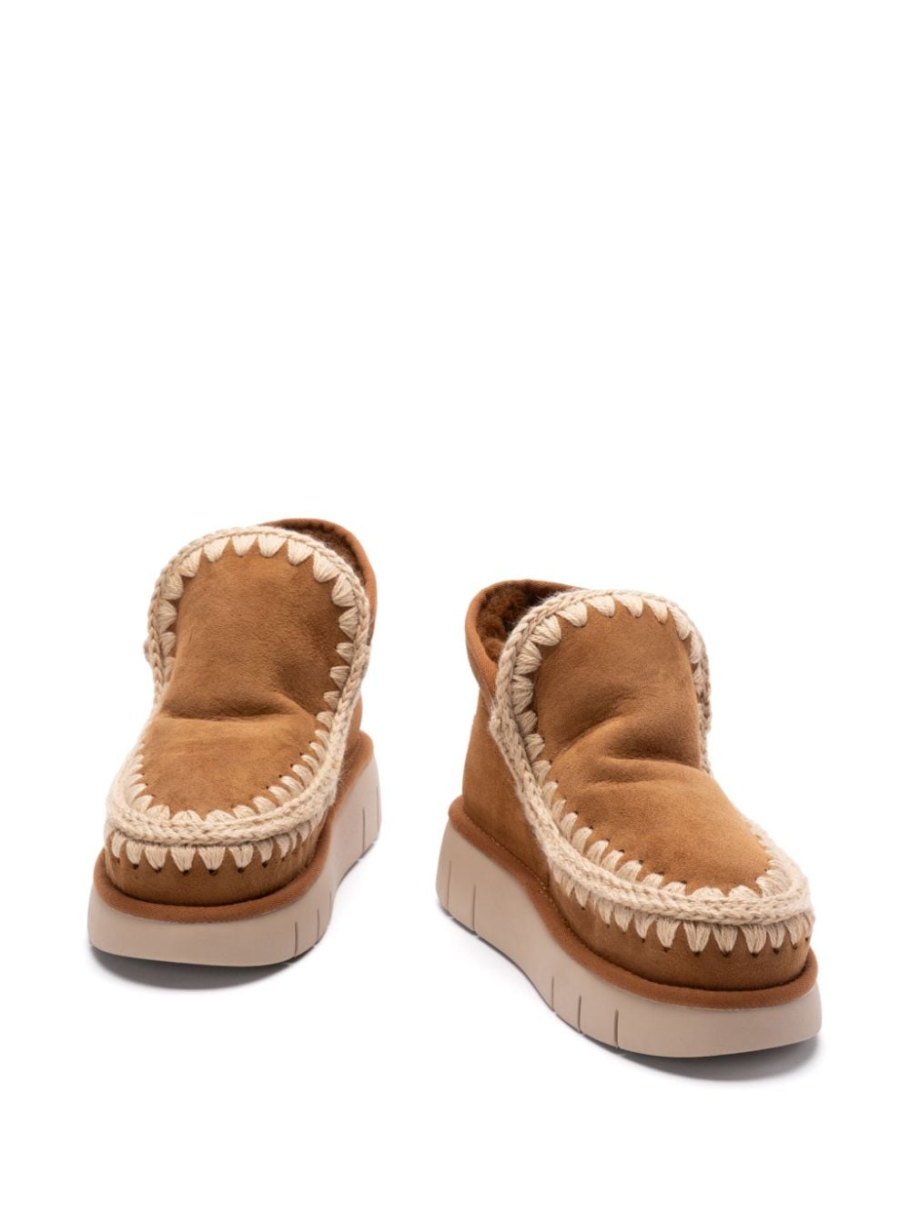 SLEEKEO Mou Boots - Brown Suede Shearling Ankle Boots image 1