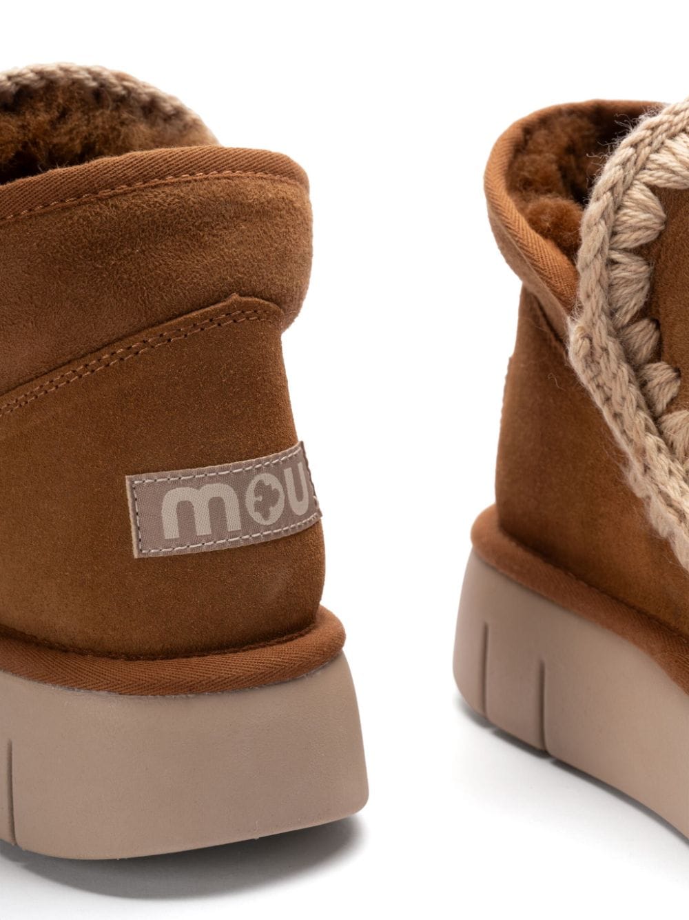 SLEEKEO Mou Boots - Brown Suede Shearling Ankle Boots image 3