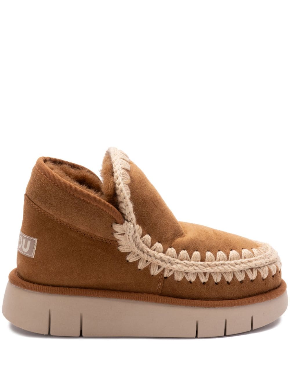 SLEEKEO Mou Boots - Brown Suede Shearling Ankle Boots image 0