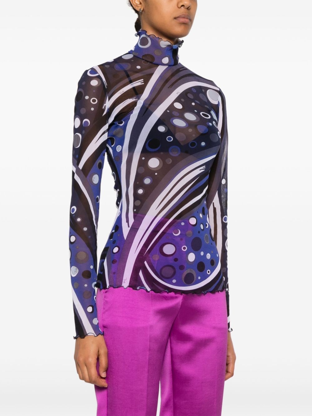 Pucci Blue Tulle Sweater with Graphic Print image 1