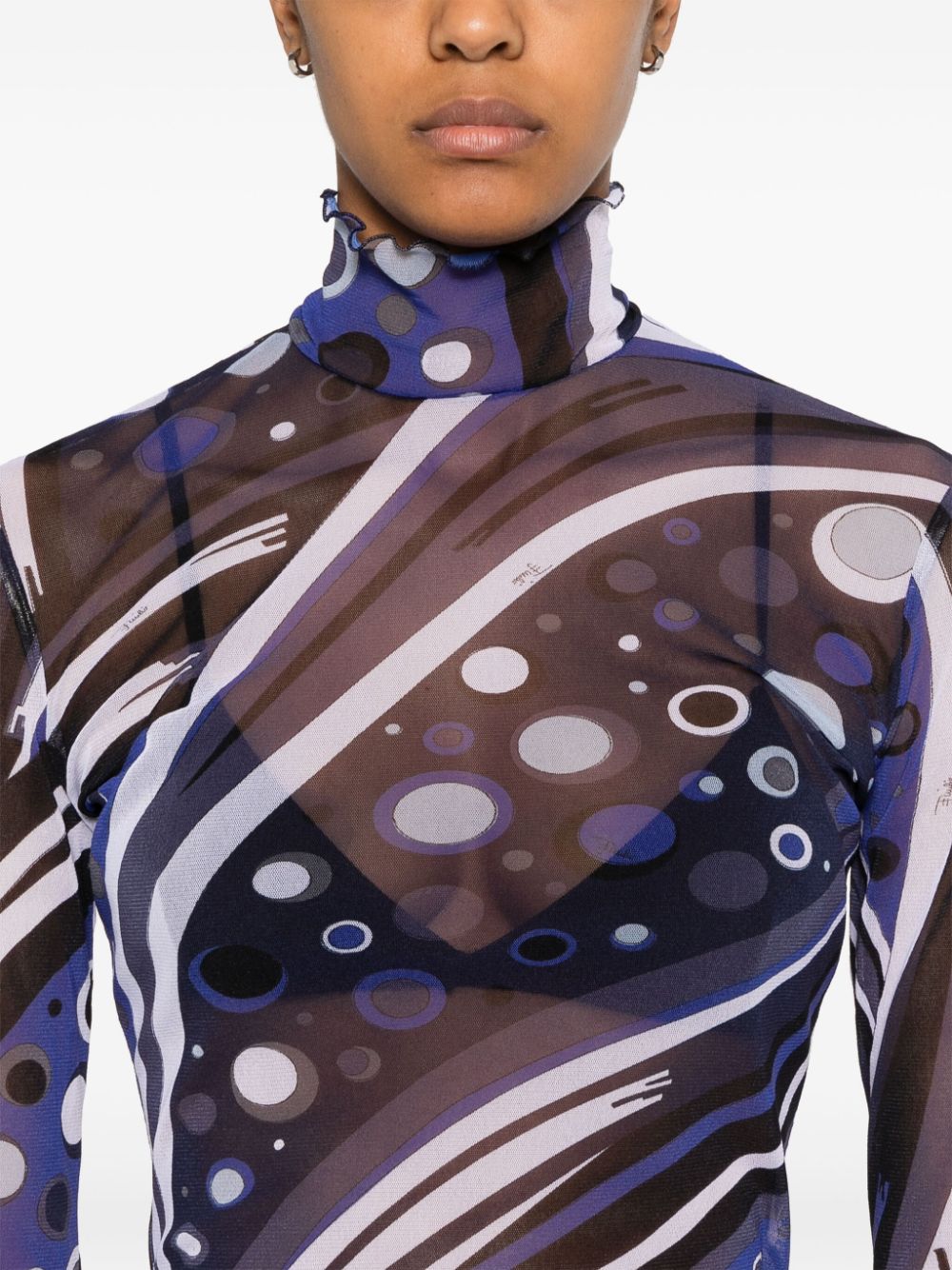 Pucci Blue Tulle Sweater with Graphic Print image 3