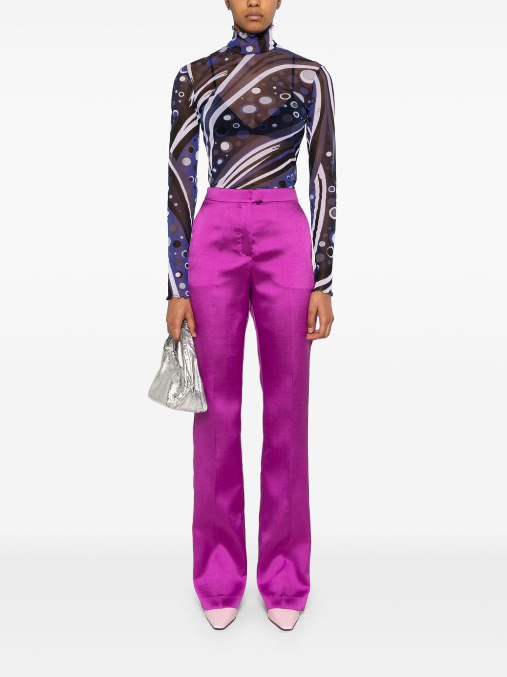 Pucci Blue Tulle Sweater with Graphic Print image 4