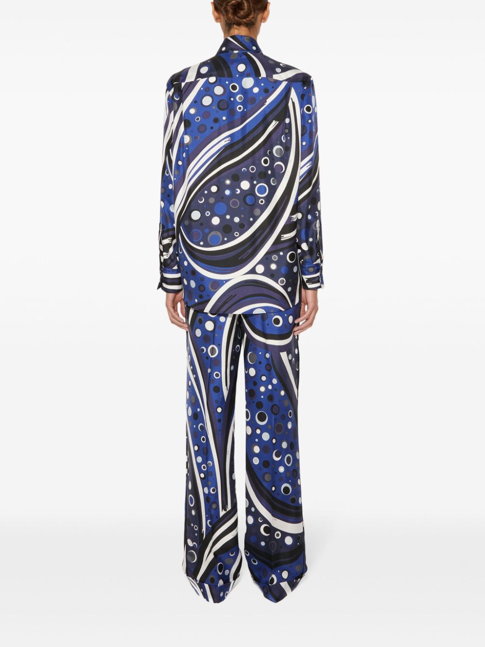 Pucci-Inspired Blue Silk Shirt with Swirl Print image 1