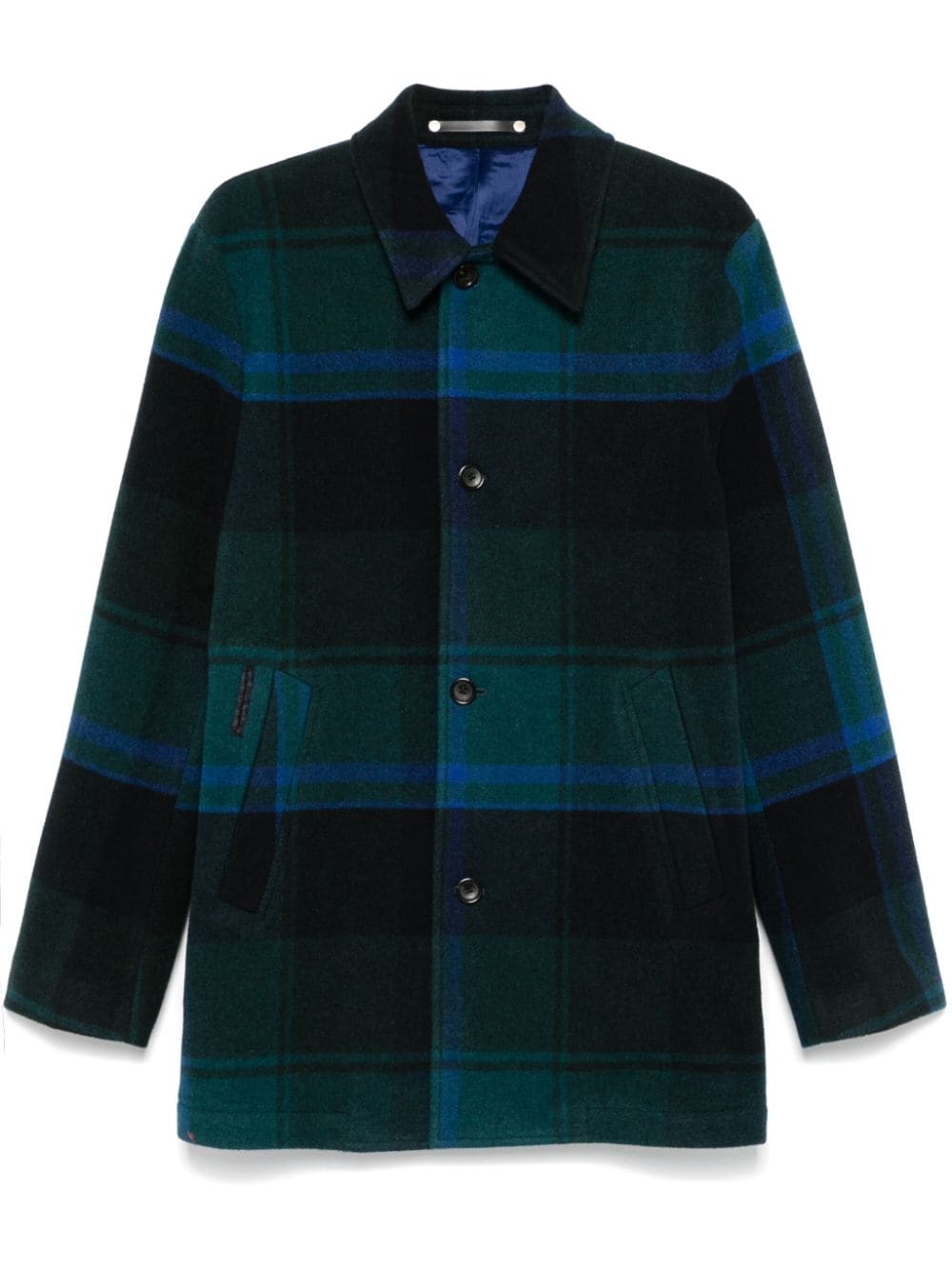 Paul Smith Green Wool Blend Check Coat image 0