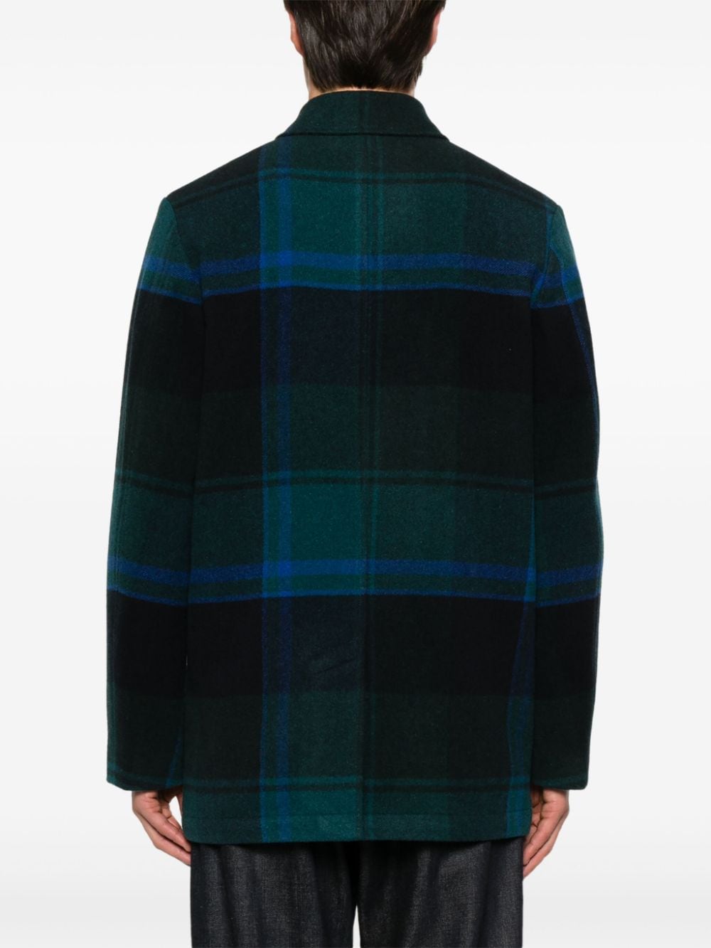 Paul Smith Green Wool Blend Check Coat image 1