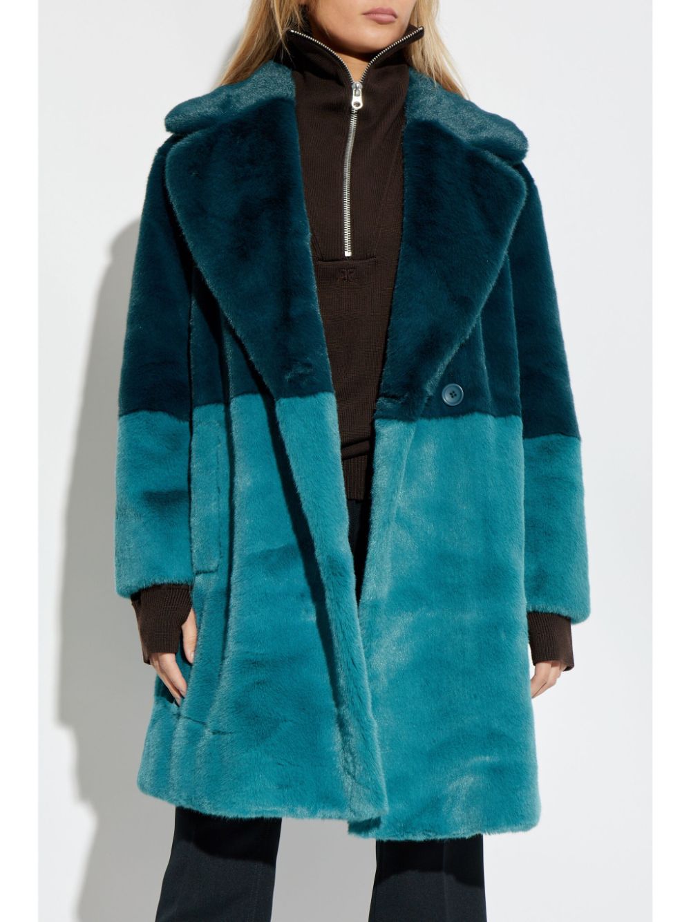 Paul Smith Men's Green Faux Fur Double-Breasted Coat image 3