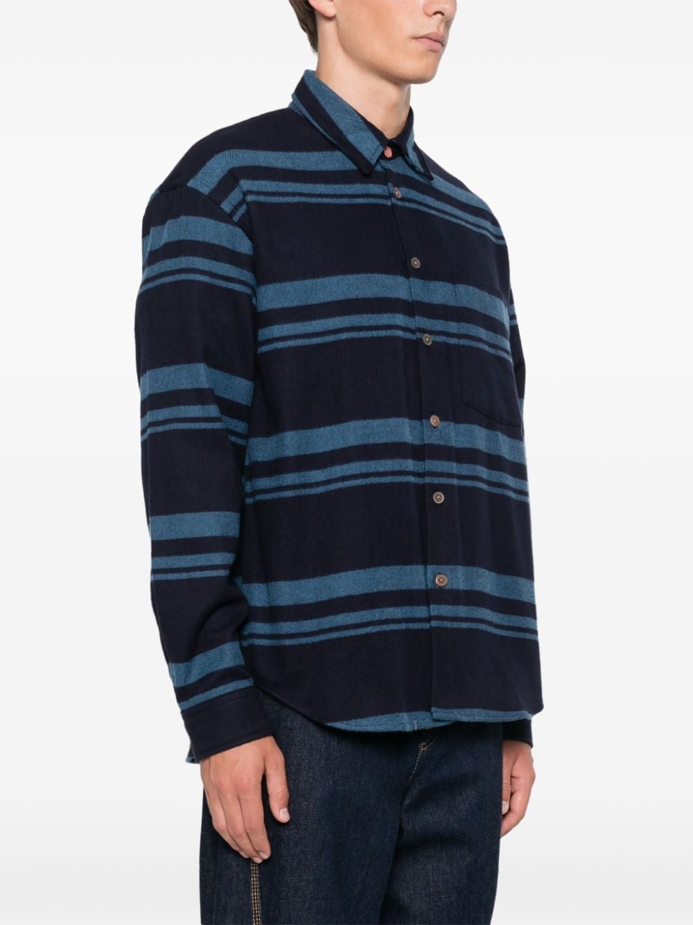 Paul Smith Men's Blue Stripe Flannel Shirt image 3