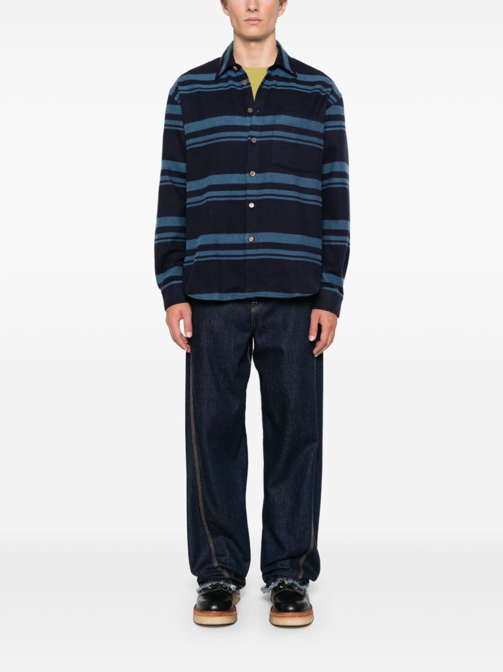 Paul Smith Men's Blue Stripe Flannel Shirt image 4