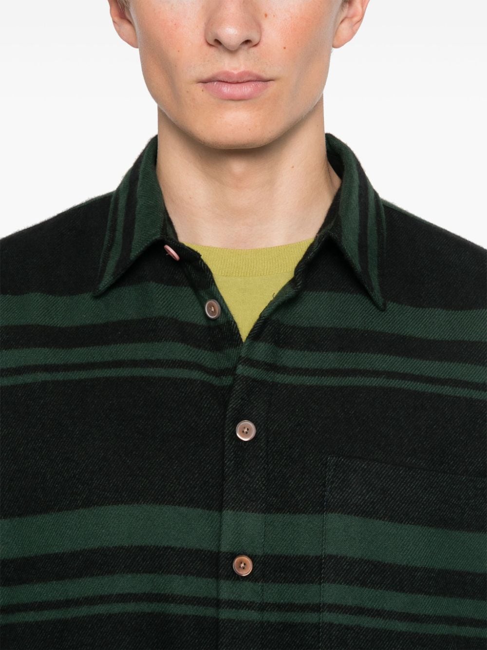 Paul Smith Men's Green Stripe Flannel Shirt image 1