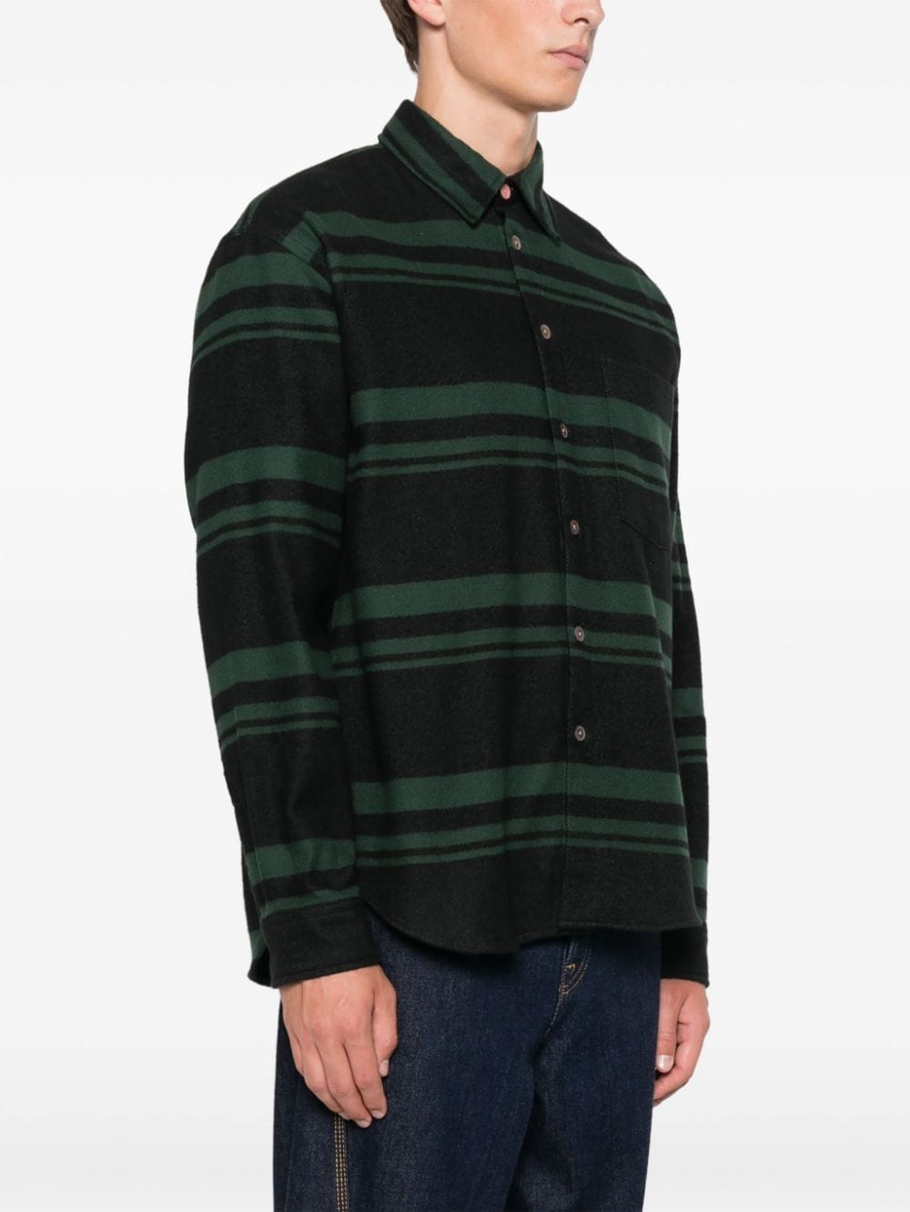 Paul Smith Men's Green Stripe Flannel Shirt image 3