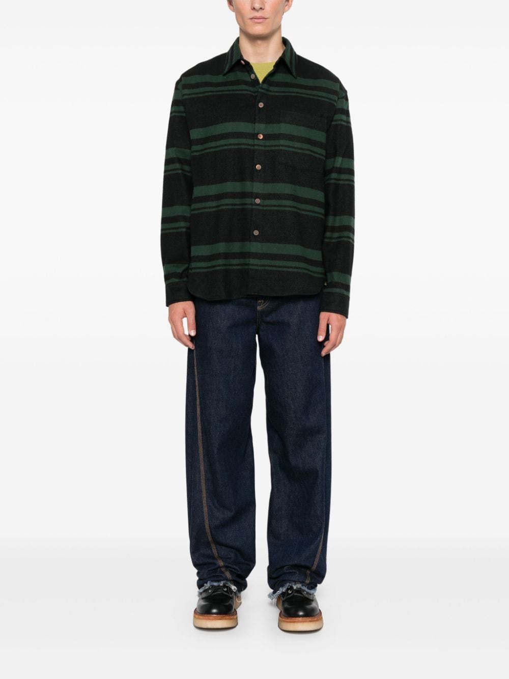 Paul Smith Men's Green Stripe Flannel Shirt image 4