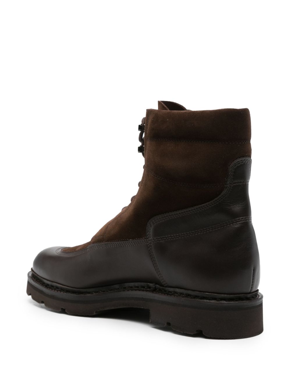 John Lobb Coffee Brown Leather & Suede Panel Boots image 3