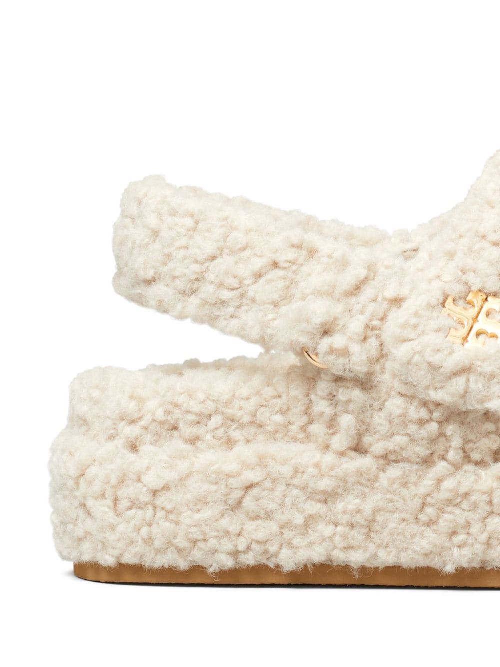 Tory Burch White Faux Shearling Double T Platform Sandals image 1