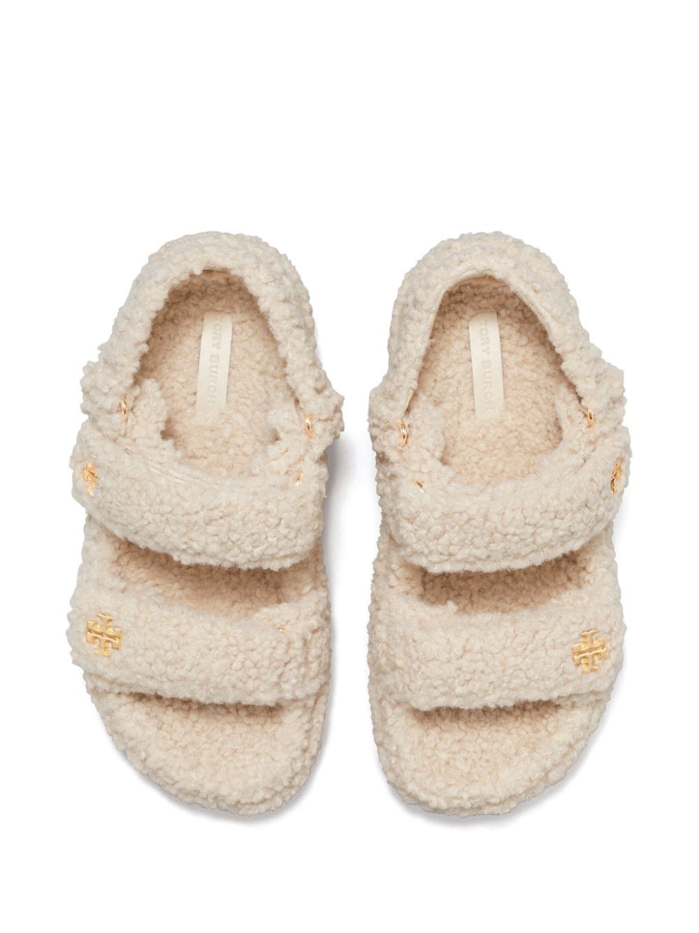 Tory Burch White Faux Shearling Double T Platform Sandals image 2