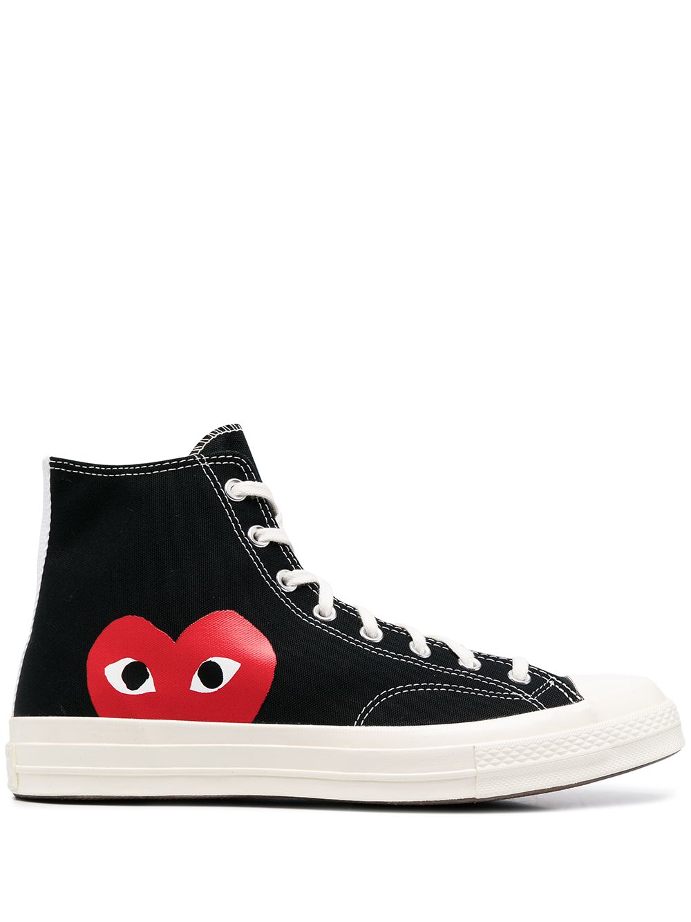 Comme des Garcons Black Canvas Low Top Sneakers with Heart Print image 0