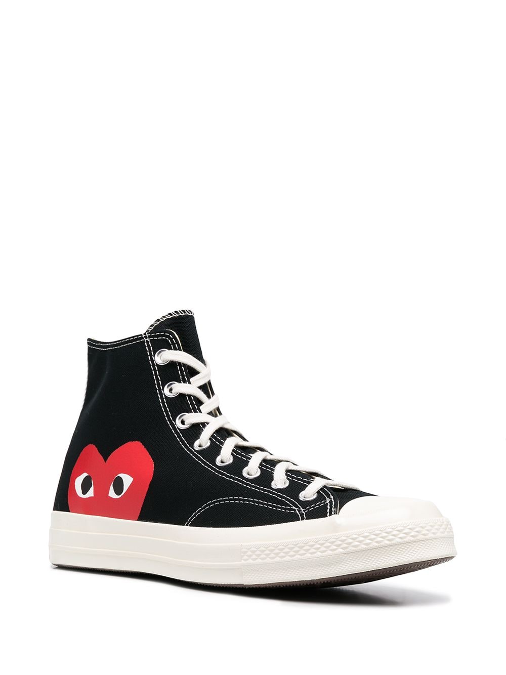 Comme des Garcons Black Canvas Low Top Sneakers with Heart Print image 1