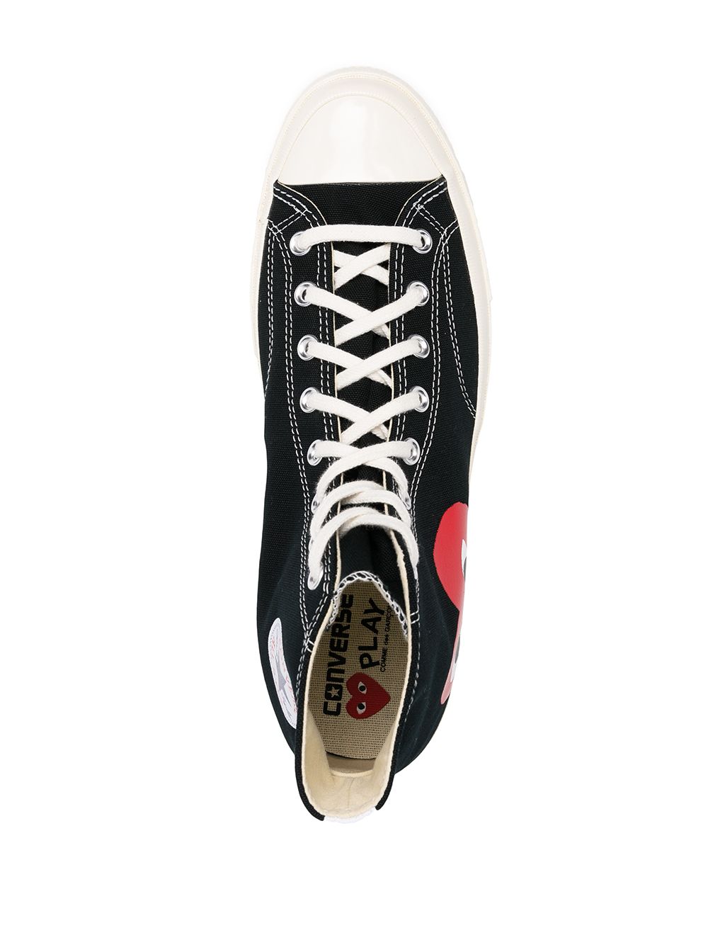 Comme des Garcons Black Canvas Low Top Sneakers with Heart Print image 3