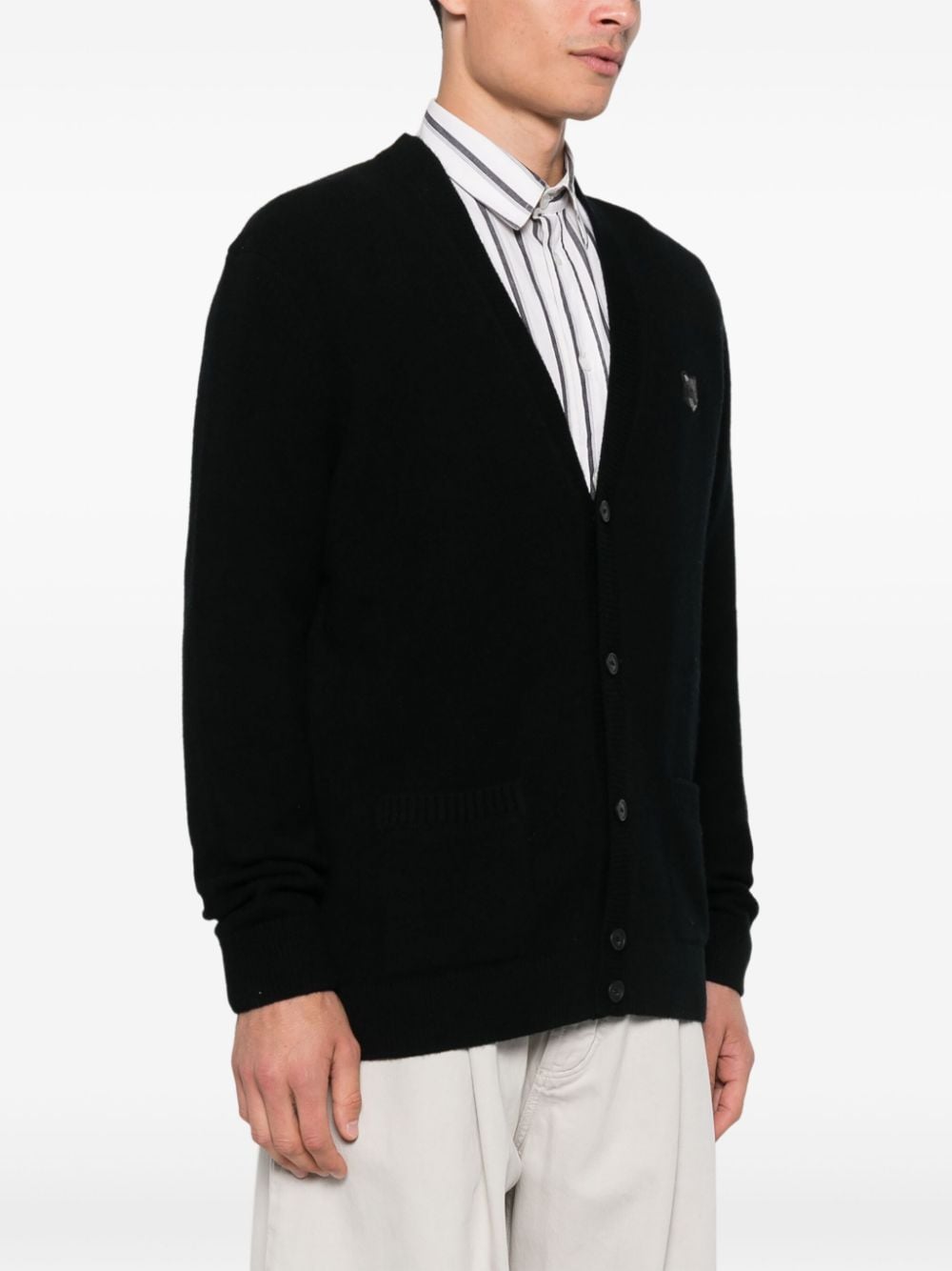 MAISON KITSUNÉ Fox Head Patch Wool Sweater - Black image 3